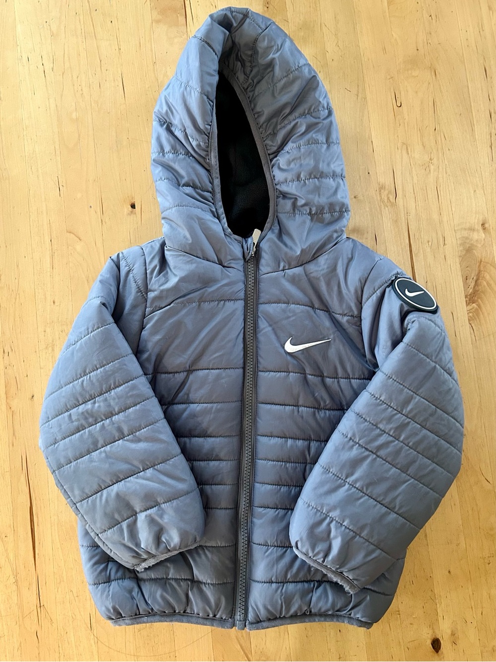 Nike Toddler Boys 3T Smoke Gray Heavyweight Hooded Puffer Jacket Fleece Lined